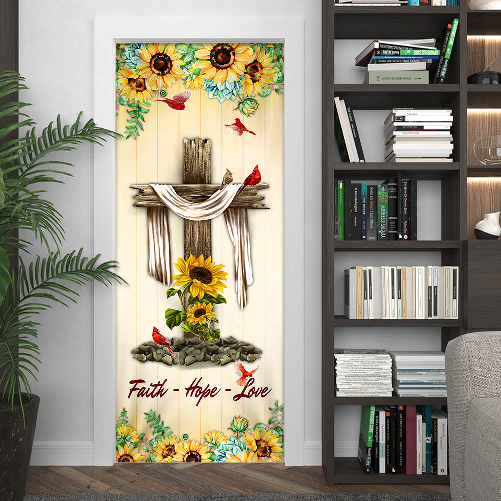 Jesus Cross. Faith - Hope - Love Door Cover