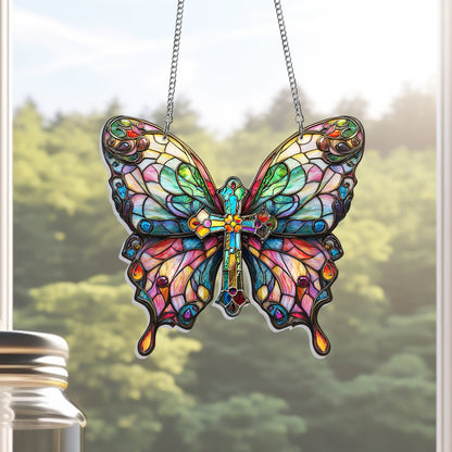 Christian Butterfly Acrylic Suncatcher Hanging
