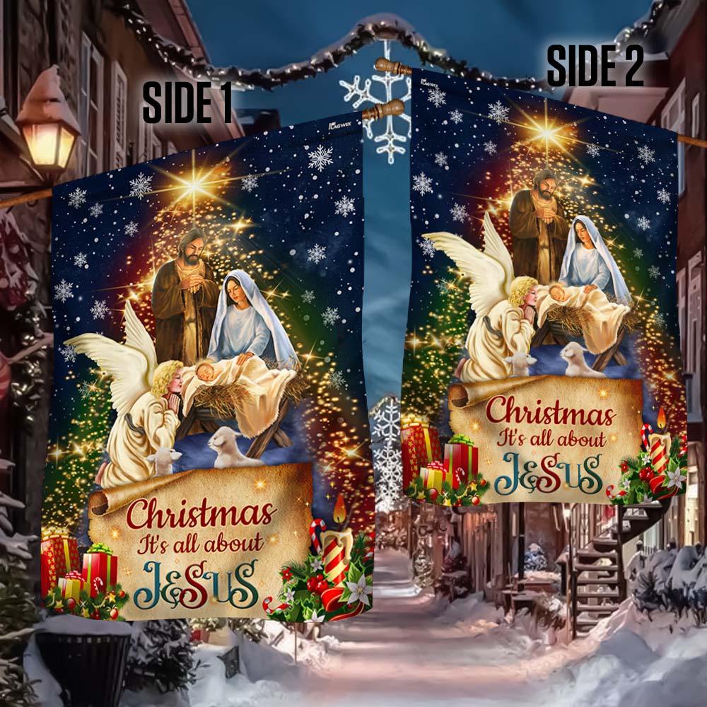 Jesus Christmas Flag Christmas It's All About Jesus Nativity Of Jesus Flag