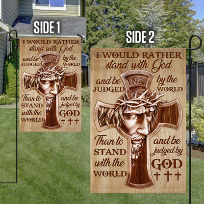 Jesus Flag Flag I Would Rather Stand With God &amp; Be Judged By The World