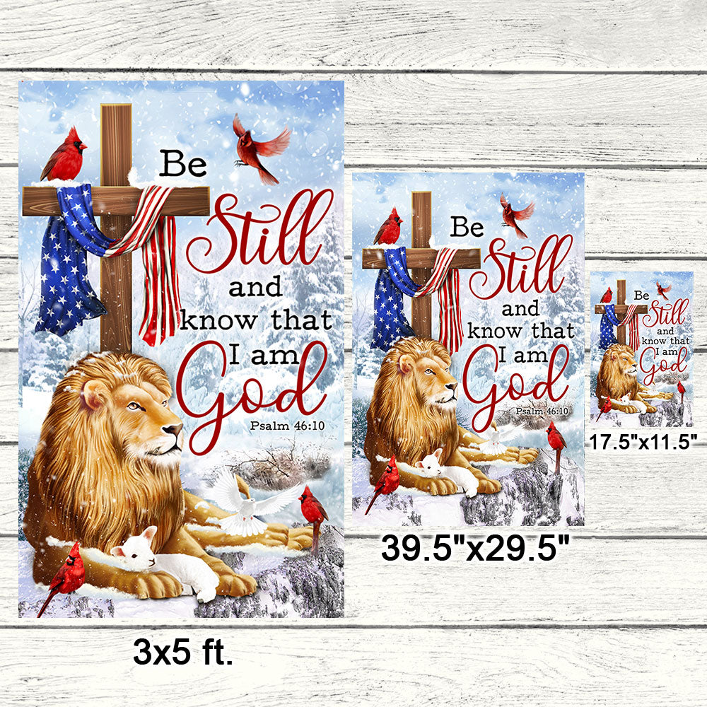 Be Still And Know That I Am God Lion of Judah Christmas Flag