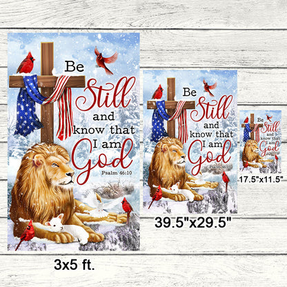 Be Still And Know That I Am God Lion of Judah Christmas Flag