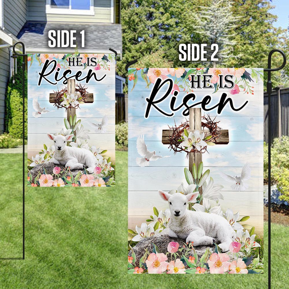 Easter Cross He Is Risen Flag