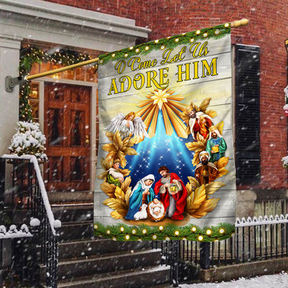 Nativity of Jesus Christmas Flag O Come Let Us Adore Him Holy Night Flag