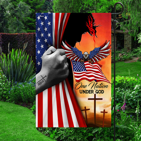 Jesus American One Nation Under God  Eagle Flag