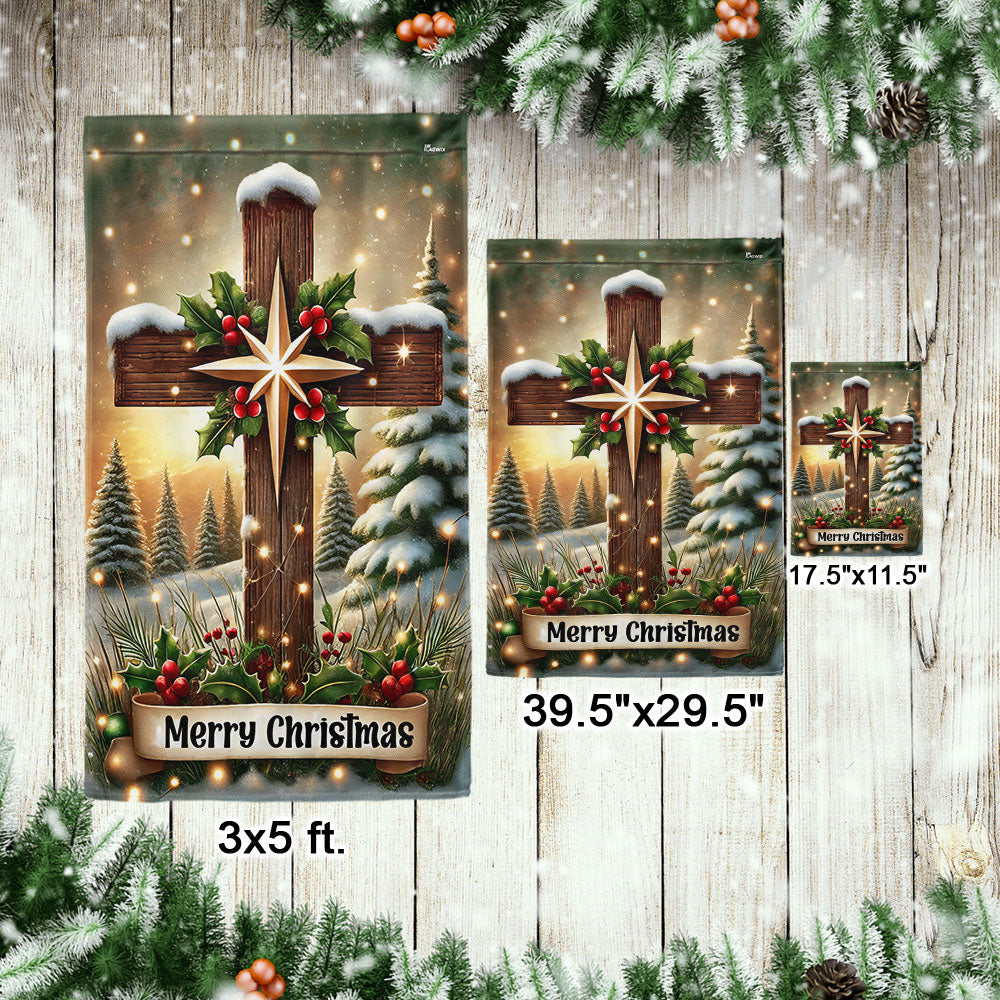 Christian Cross Merry Christmas Jesus Flag