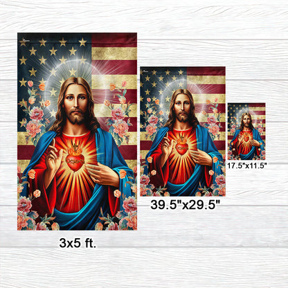 Flagwix American Flag - The Sacred Heart Of Jesus American Flag