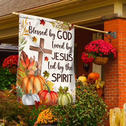 Fall Christian Cross Flag Blessed By God Loved By Jesus Led By The Spirit Flag