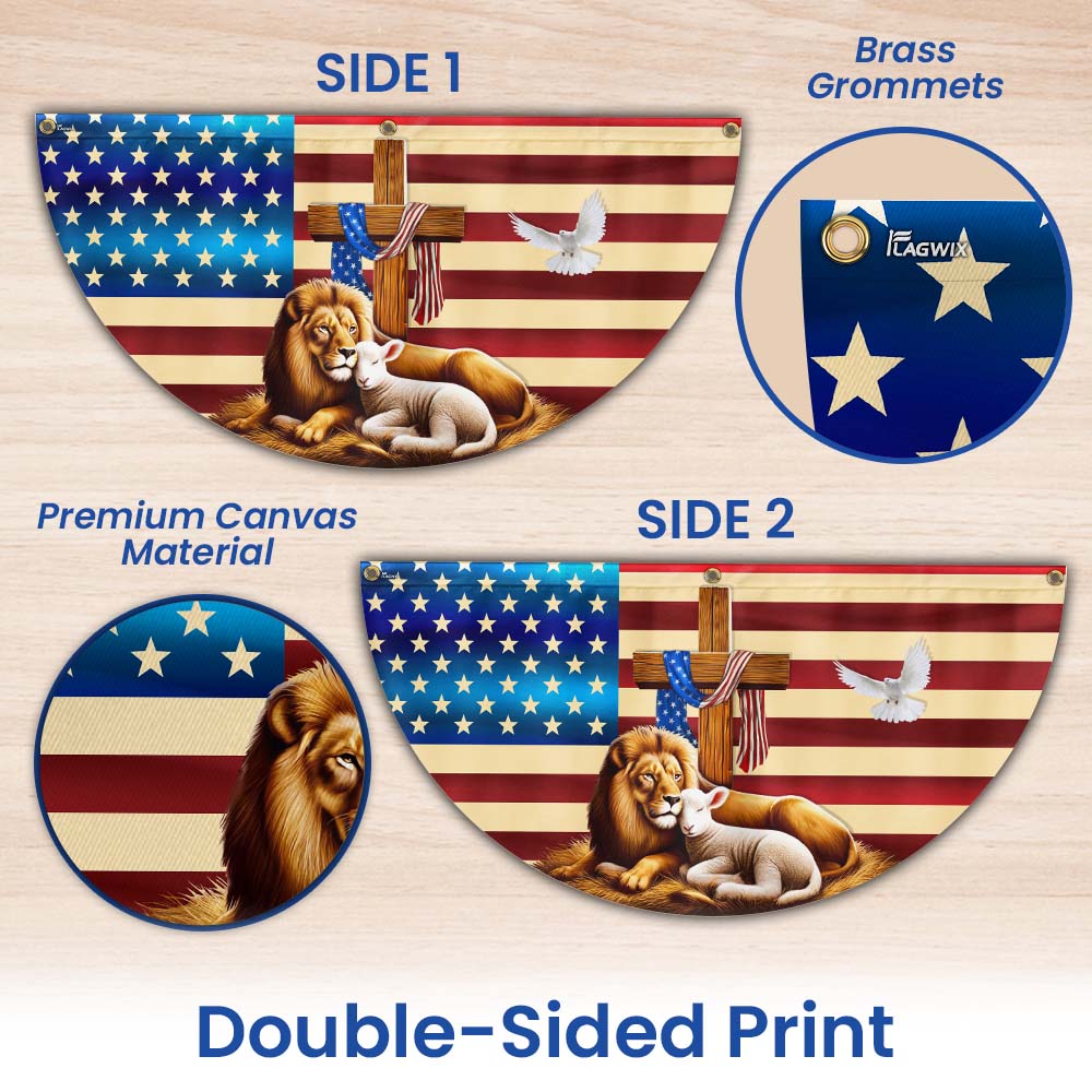 The Lion Of Judah And The Lamb Of God Bible Christian Non-Pleated Fan Flag