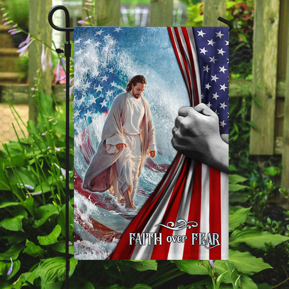 Faith Over Fear Jesus God Flag