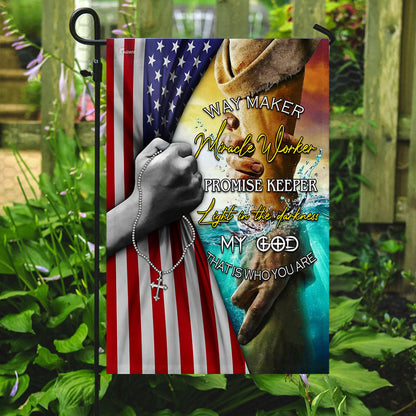 Jesus - Way Maker Miracle Worker Promise Keeper American Flag
