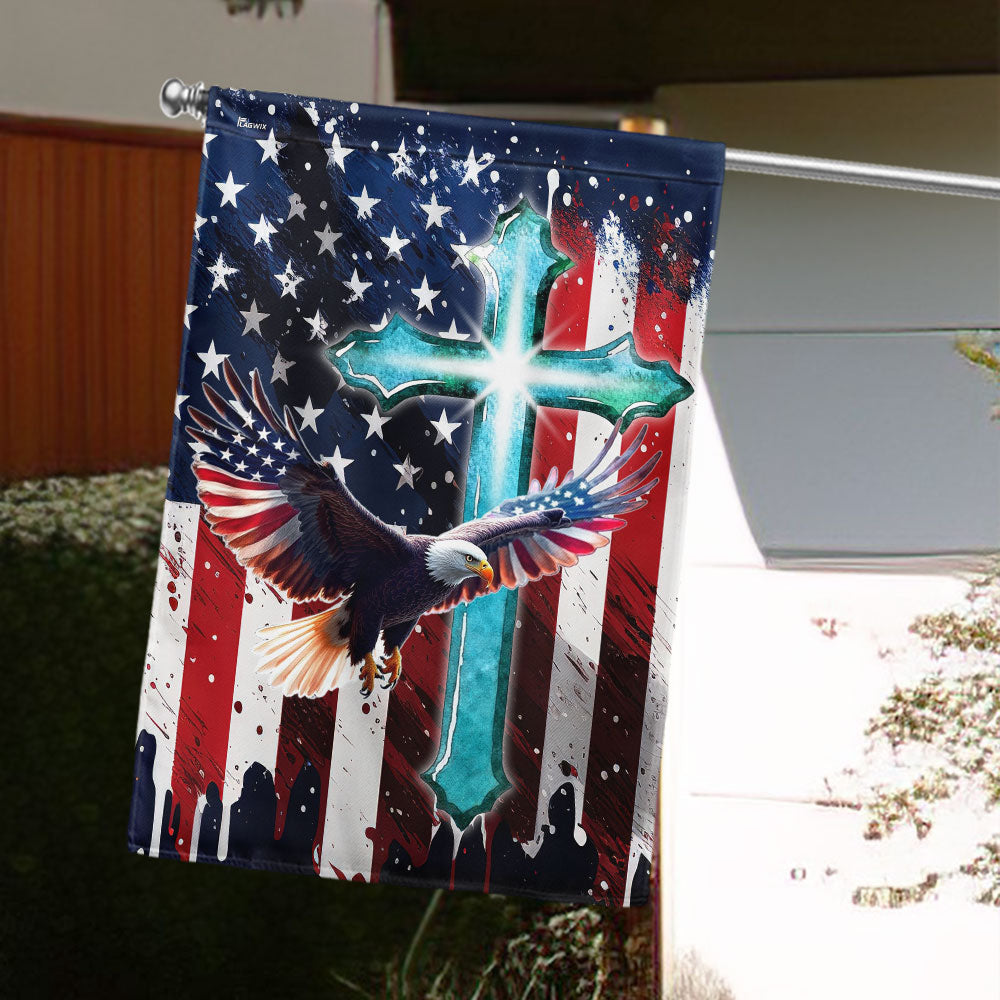 Flagwix American Flag - Eagle Patriot Christian Cross 4th of july Flag