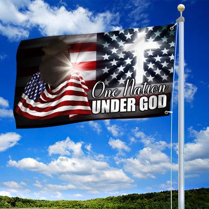 Christian Cross American Grommet Flag One Nation Under God