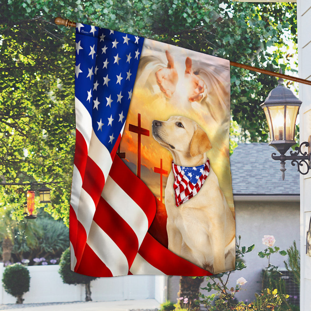 Yellow Lab Flag Labrador Retriever dog And Jesus US Flag