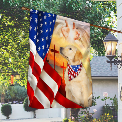 Yellow Lab Flag Labrador Retriever dog And Jesus US Flag