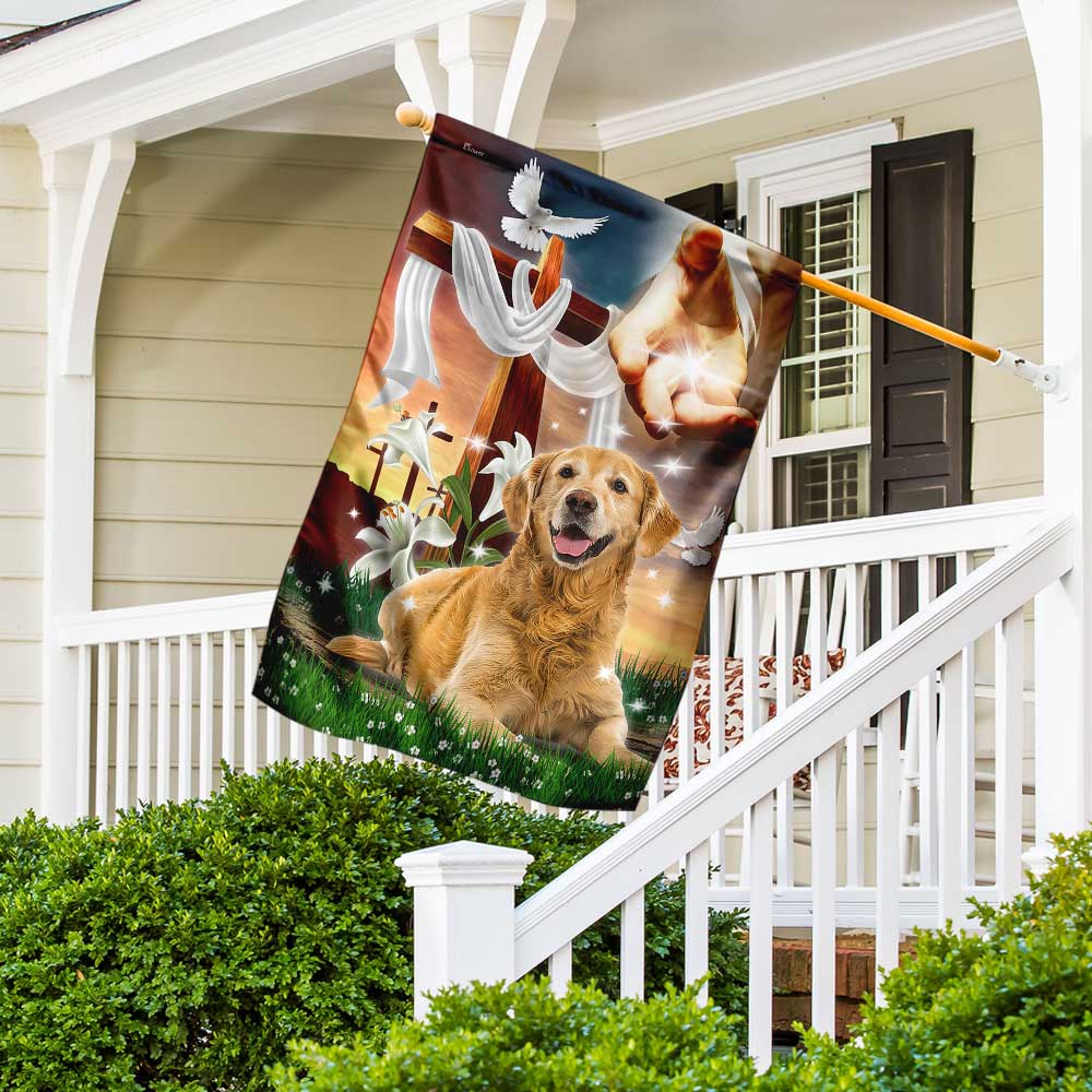 Jesus Is My Savior Golden Retriever Is My Therapy, Jesus Christ Dog FLAGWIX  ™ Golden Retriever Flag