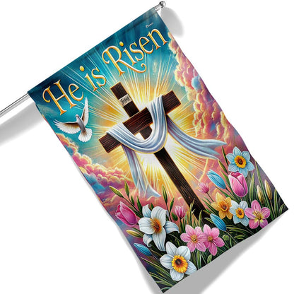 Easter Cross He Is Risen Flag