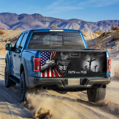 Faith Over Fear God Jesus Truck Tailgate Decal Sticker Wrap