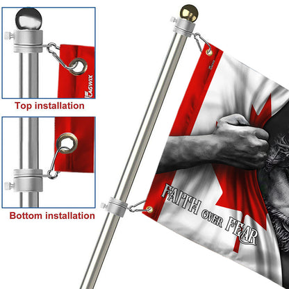 Jesus Flag Jesus Faith Over Fear Canadian Grommet Flag