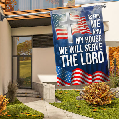 Christian Cross As For Me And My House We Will Serve The Lord Flag