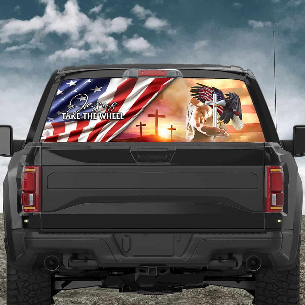 Jesus Take The Wheel Eagle Rear Window Decal