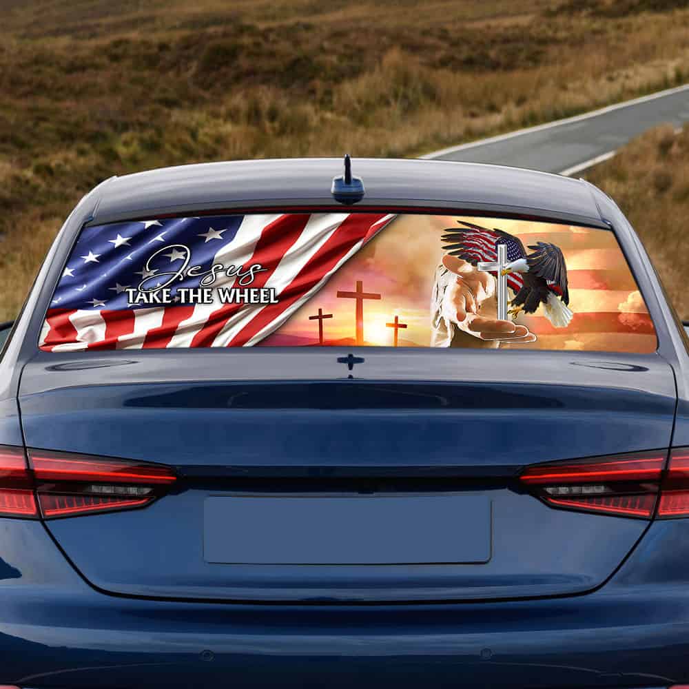 Jesus Take The Wheel Eagle Rear Window Decal