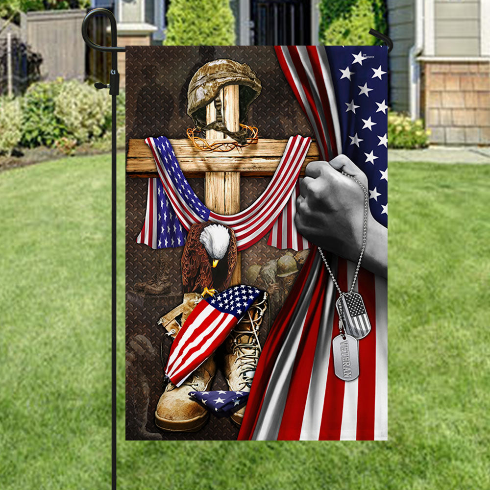 Flagwix American Flag - U.S. Veteran. Christian Cross American Patriot Memorial Flag