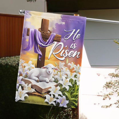 Easter Flag He Is Risen Christian Cross Lamb Flag