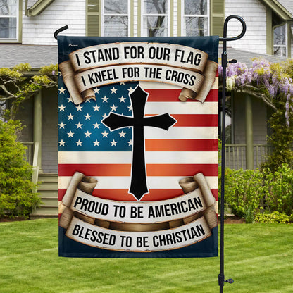 Patriotic Cross Flag Proud to be American Blessed to be Christian Flag