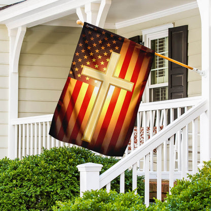 Christian Cross American US Flag