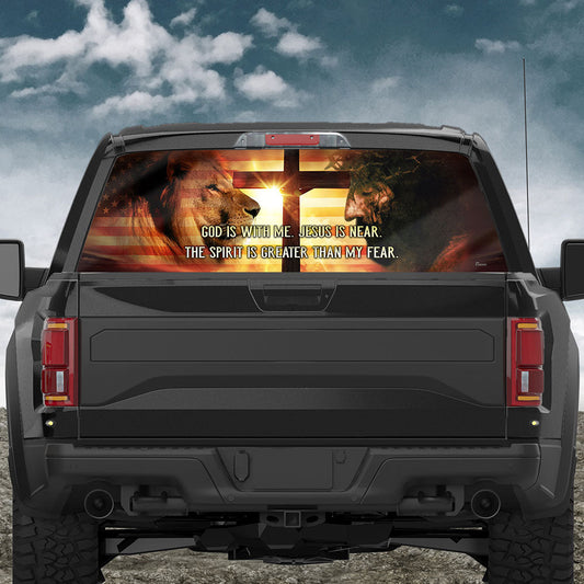 God Is With Me, Jesus Is Near American Rear Window Decal