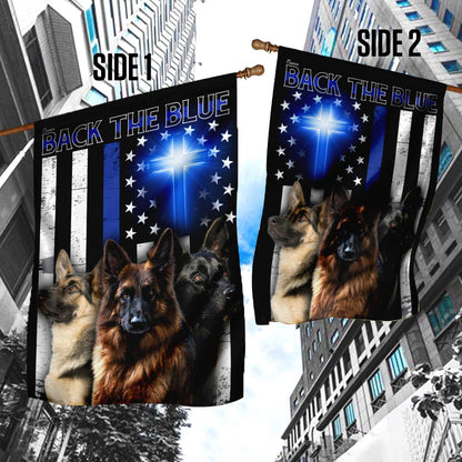 German Shepherd Back The Blue Christian Cross Flag