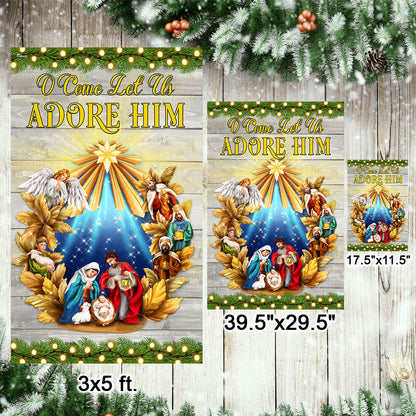 Nativity of Jesus Christmas Flag O Come Let Us Adore Him Holy Night Flag