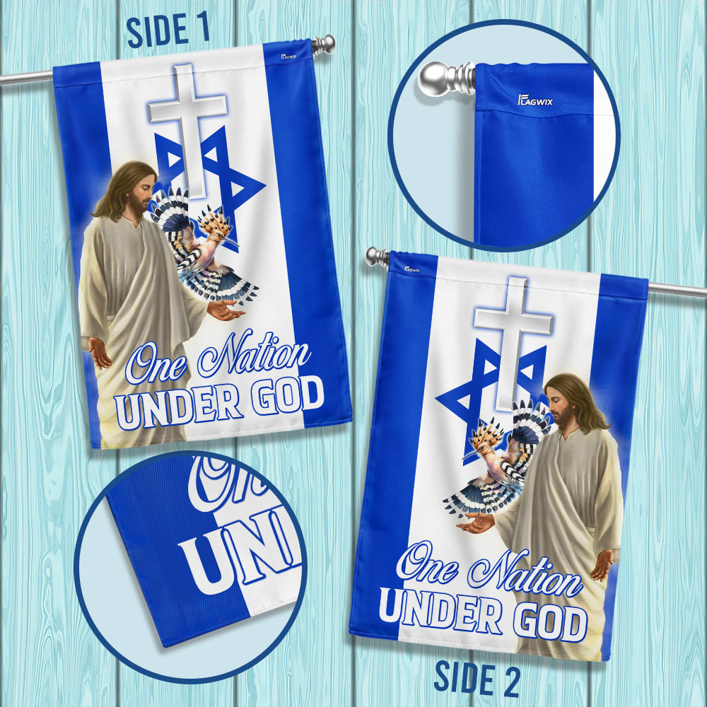 One Nation Under God Israel Jesus Christ Hoopoes Bird Flag