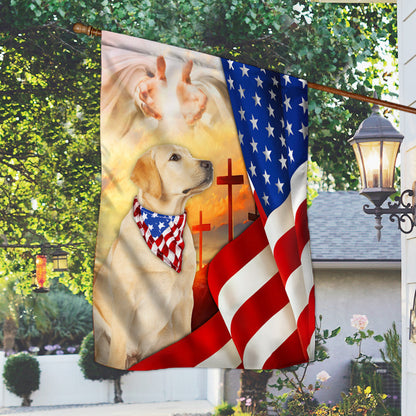 Yellow Lab Flag Labrador Retriever dog And Jesus US Flag