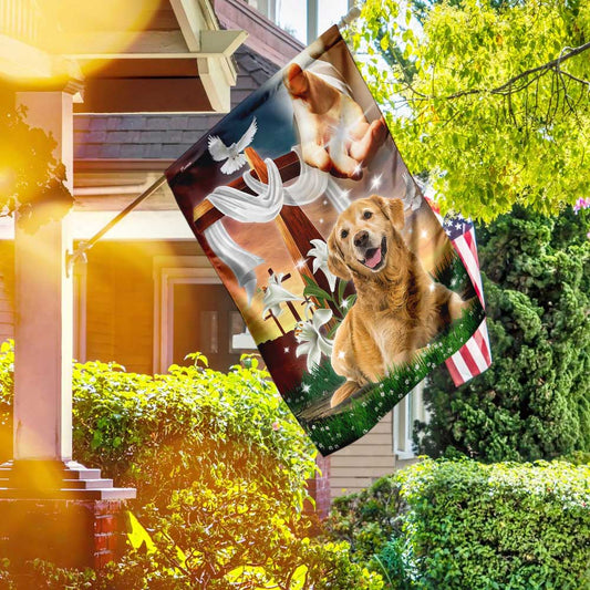 Jesus Is My Savior Golden Retriever Is My Therapy, Jesus Christ Dog FLAGWIX  ™ Golden Retriever Flag