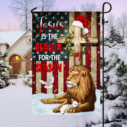 Lion of Judah Jesus Christ Cross Christmas Flag Jesus Is The Reason For The Season