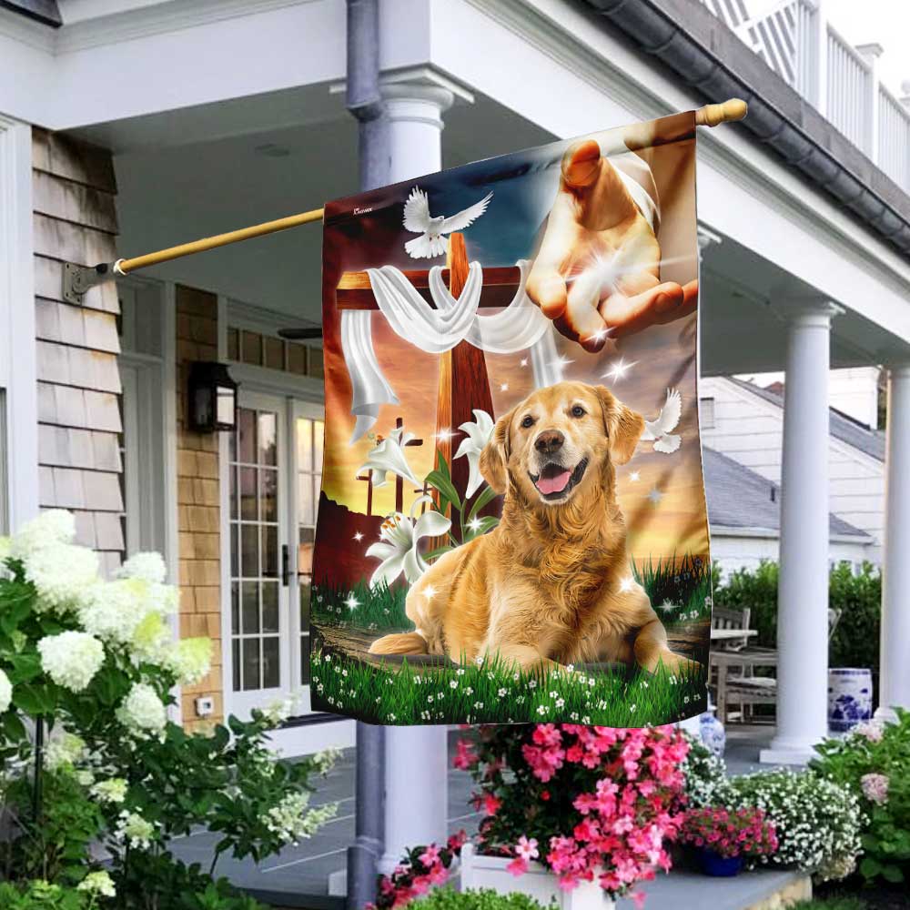 Jesus Is My Savior Golden Retriever Is My Therapy, Jesus Christ Dog FLAGWIX  ™ Golden Retriever Flag