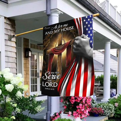 Jesus Christian Flag, As For Me And My Hous, We Will Serve The Lord