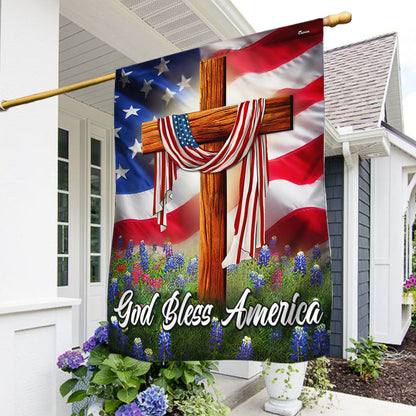 Jesus Christian Cross American Flag God Bless America Flag