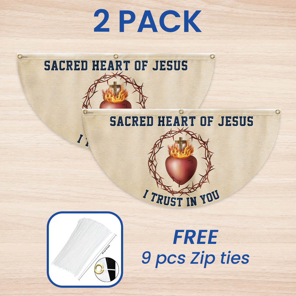 Sacred Heart Of Jesus I Trust In You Catholic Christian Non-Pleated Fan Flag