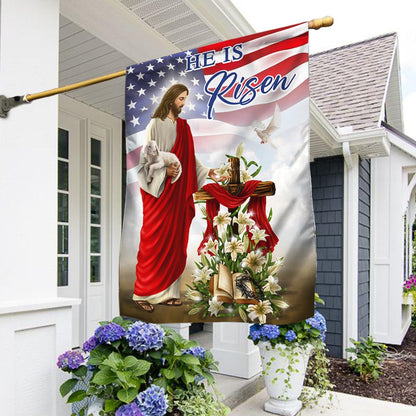 Easter Jesus He Is Risen American Flag