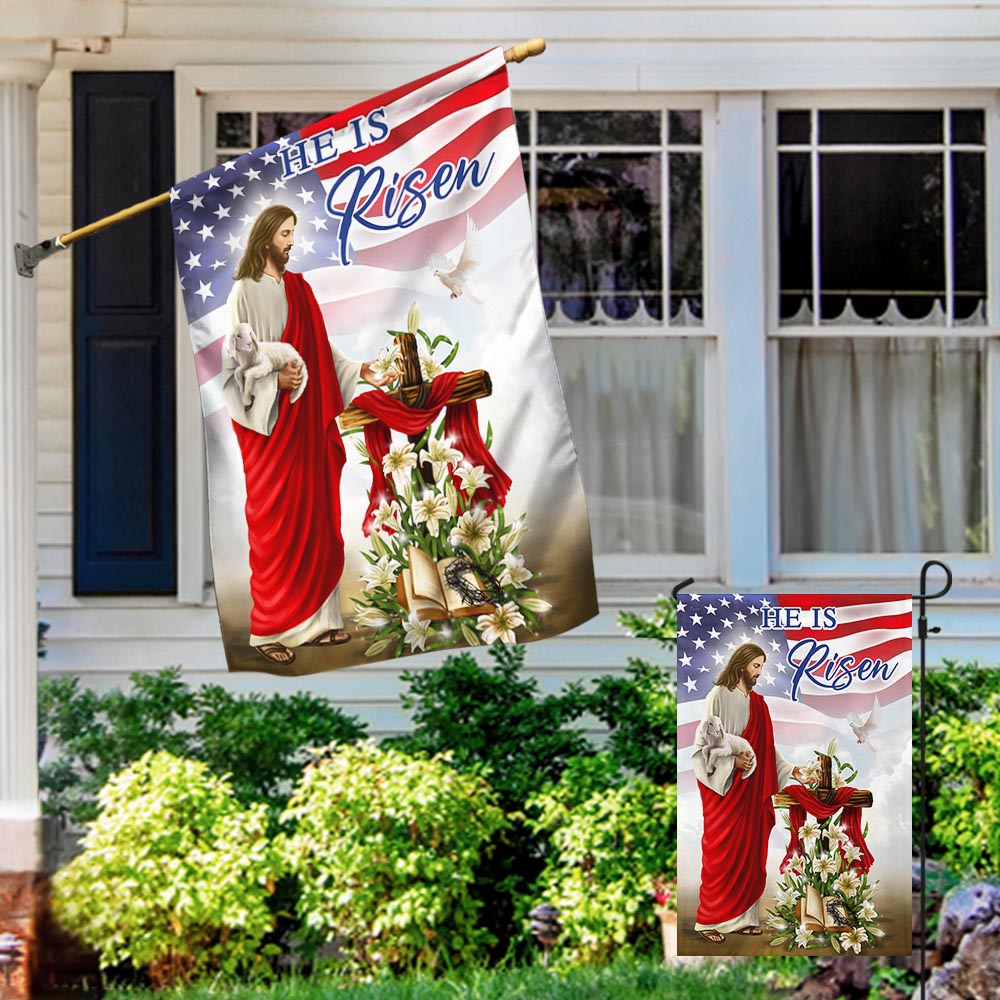 Easter Jesus He Is Risen American Flag