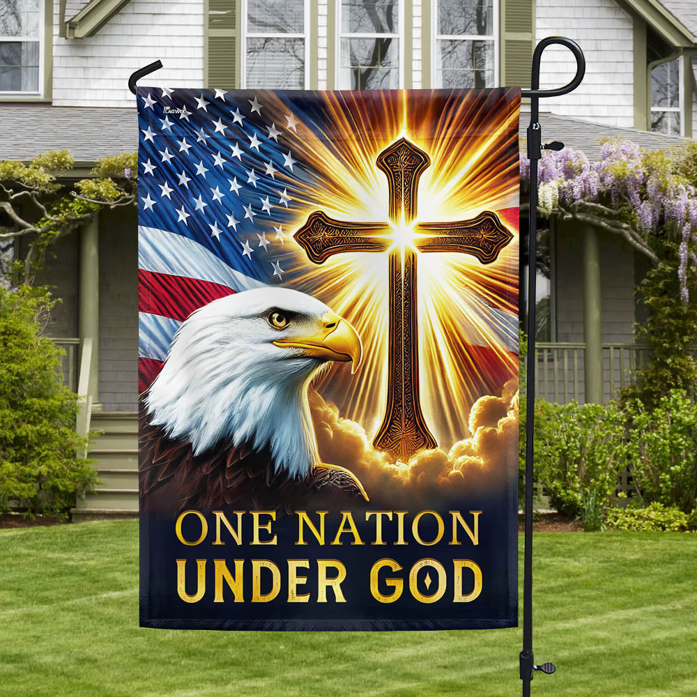 Eagle Patriot Christian Cross One Nation Under God Flag