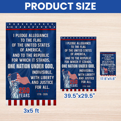 Pledge of Allegiance Garden Flag, One Nation Under God 250 Years 1776 2026 Flag Decor