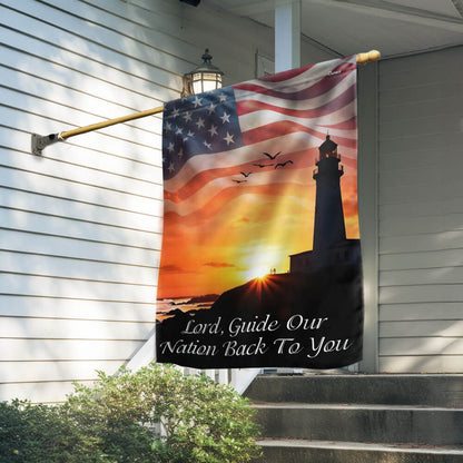 Christian Jesus Lighthouse Flag Lord Guide Our  Nation Back To You Flag