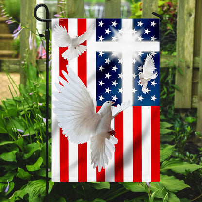 Peace Dove Christian Cross American Flag