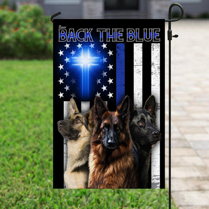 German Shepherd Back The Blue Christian Cross Flag