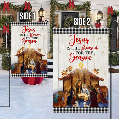 Holy Family Nativity of Jesus Christmas Flag Jesus Is The Reason For The Season Flag