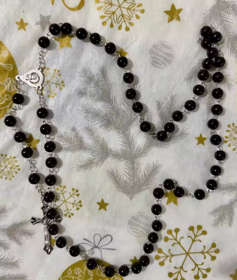 Five Decade Pearl Rosary — Catholic Prayer Beads with Crucifix and Blessed Mother Centerpiece